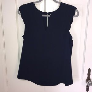 Navy 41 hawthorn scalloped sleeve blouse